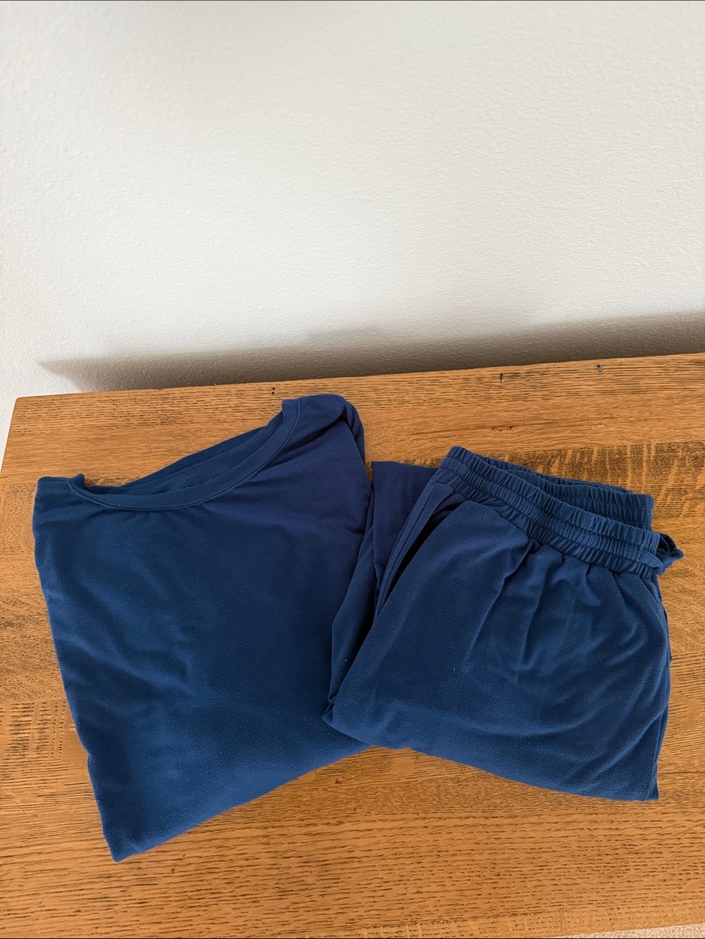 Classic Navy Blue Women's Pajama Set - Soft Long-sleeve & Elastic Waist Joggers